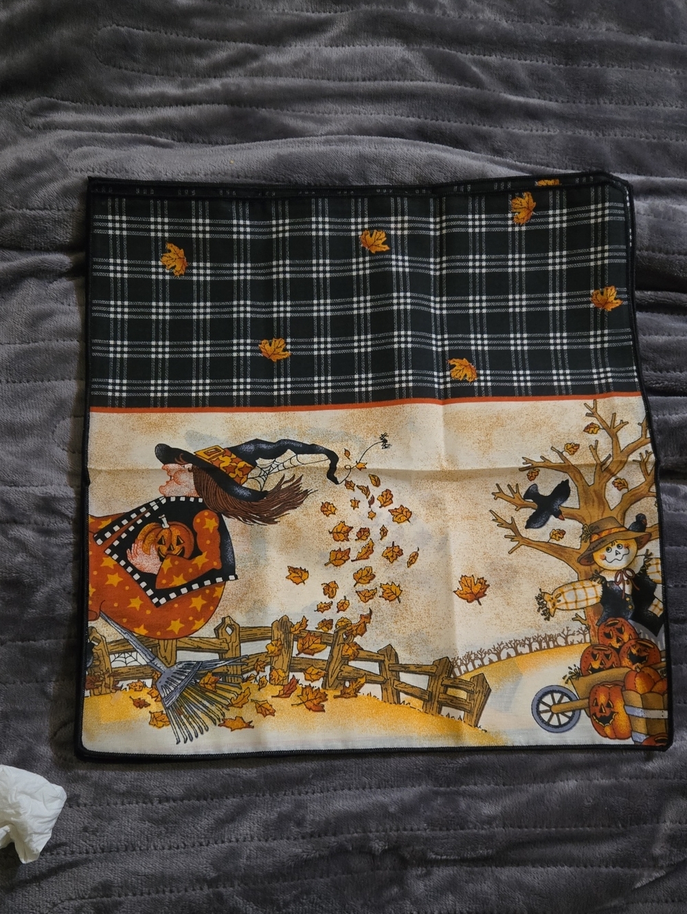 4 Autumn Harvest Halloween Decorative Linen Blend Napkins - Daisy Kingdom Fabric